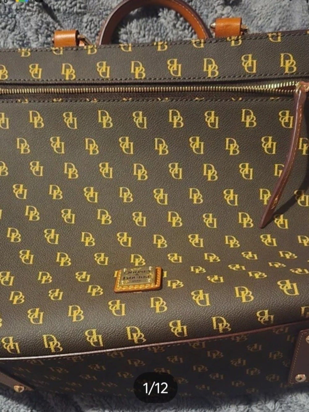 Dooney & Bourke Brown Monogram Briefcase - Brown/Gold